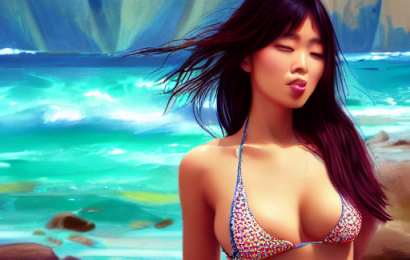 beautiful sexy Asian woman in a bikini AI generated hotpot