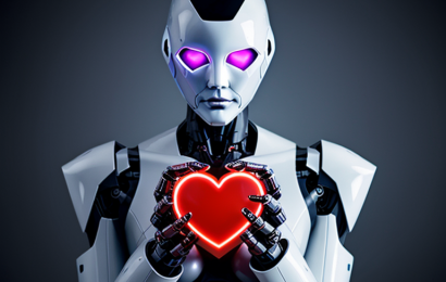 FutureSexTech PornJoy sexy robot holding a heart