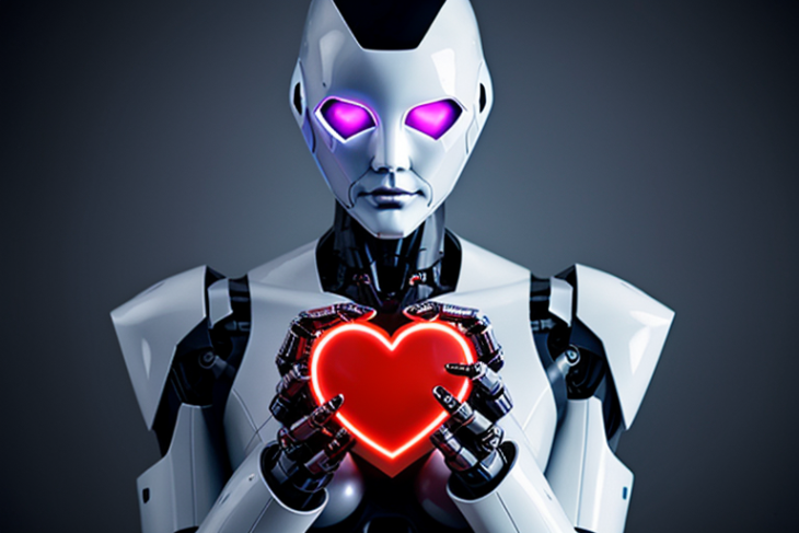 FutureSexTech PornJoy sexy robot holding a heart